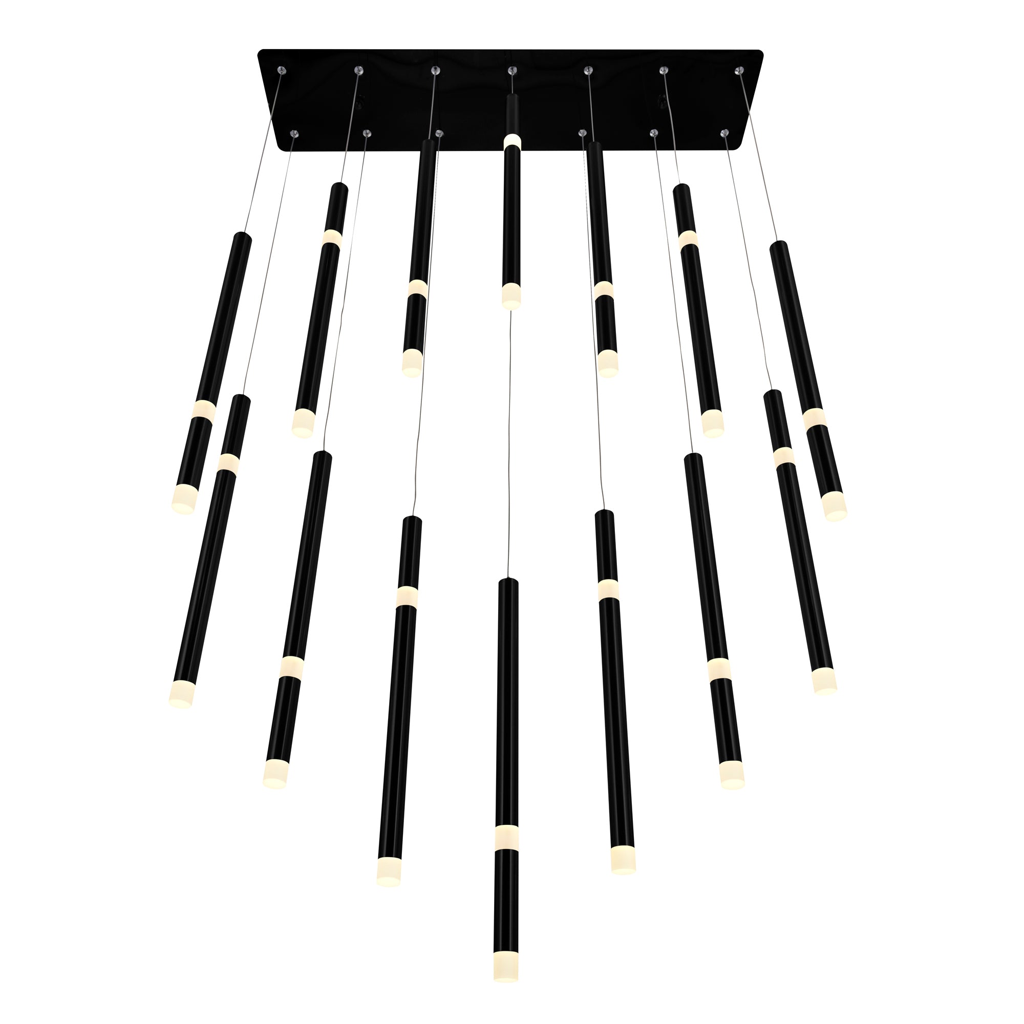 Flute 14 Light LED Chandelier With Black Finish