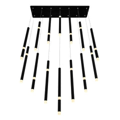 Flute 14 Light LED Chandelier With Black Finish