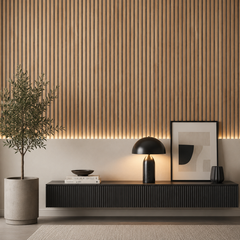 Acoustic Wood Slatwall Panel with Grey Felt