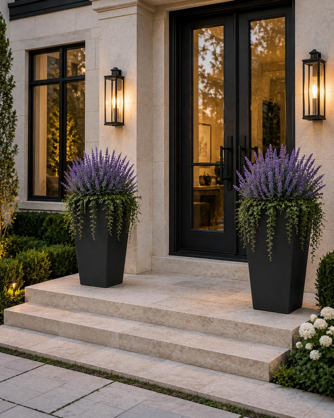 Waterproof Tall Handmade Matte Black Outdoor Planter