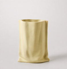 Hand pinched texture paper bag vase - cheese matcha