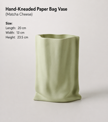 Hand pinched texture paper bag vase - cheese matcha