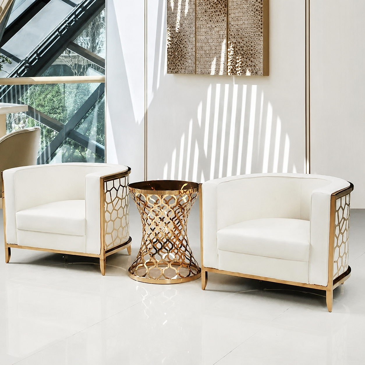 GOLDEN HIVE Modern Velvet Sofa Set