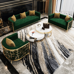 GOLDEN HIVE Modern Velvet Sofa Set
