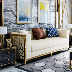 GOLDEN HIVE Modern Velvet Sofa Set