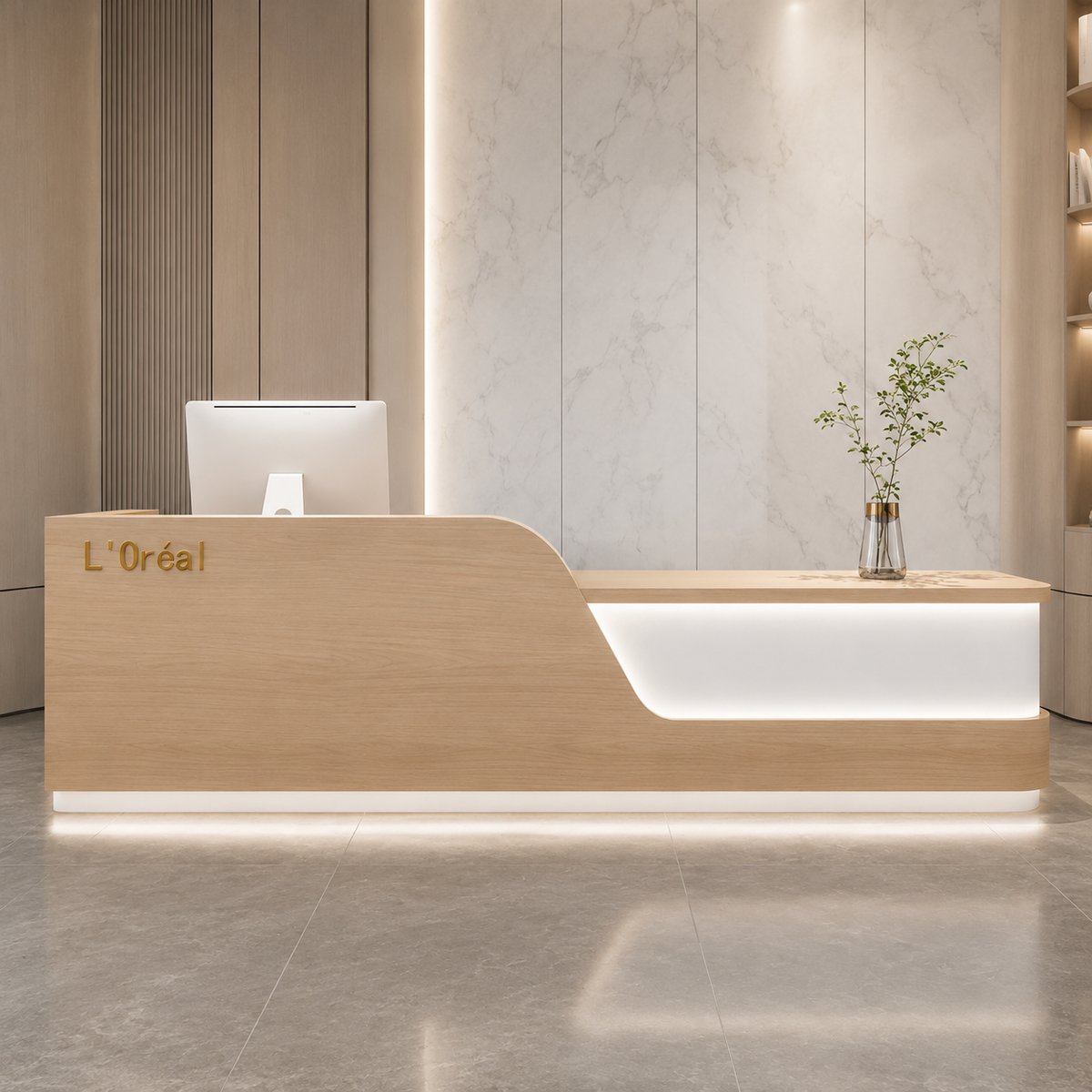Moretti Wood Textured Reception Desk