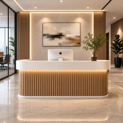 Wood Aura Reception Desk with LED