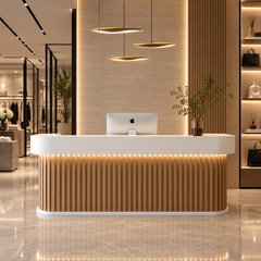 Wood Aura Reception Desk with LED