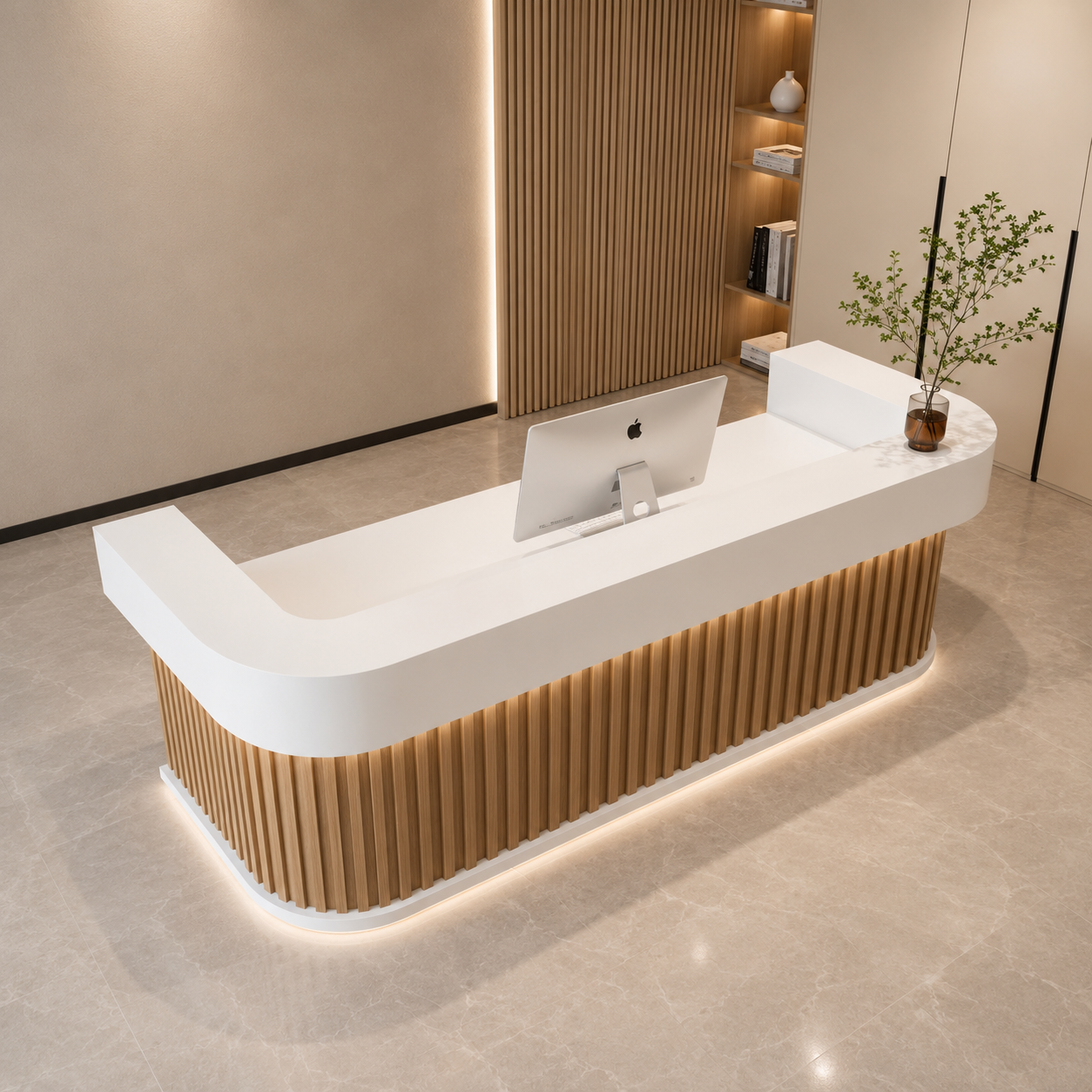 Wood Aura Reception Desk with LED