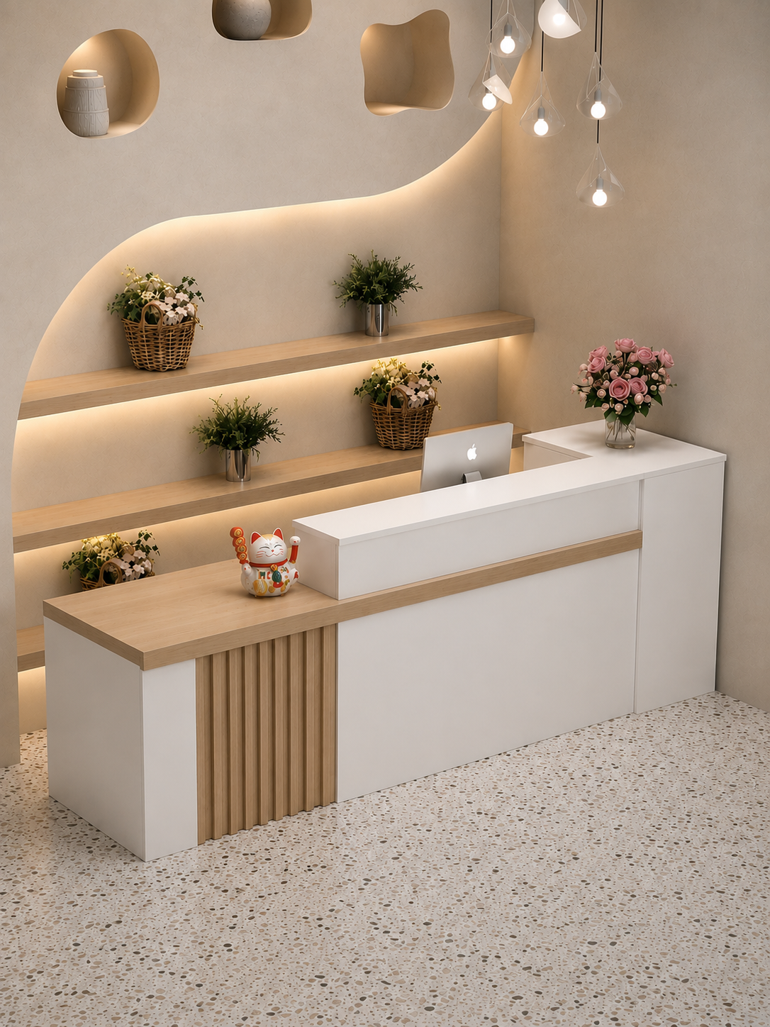 Stylish Modern Reception Desk with LED