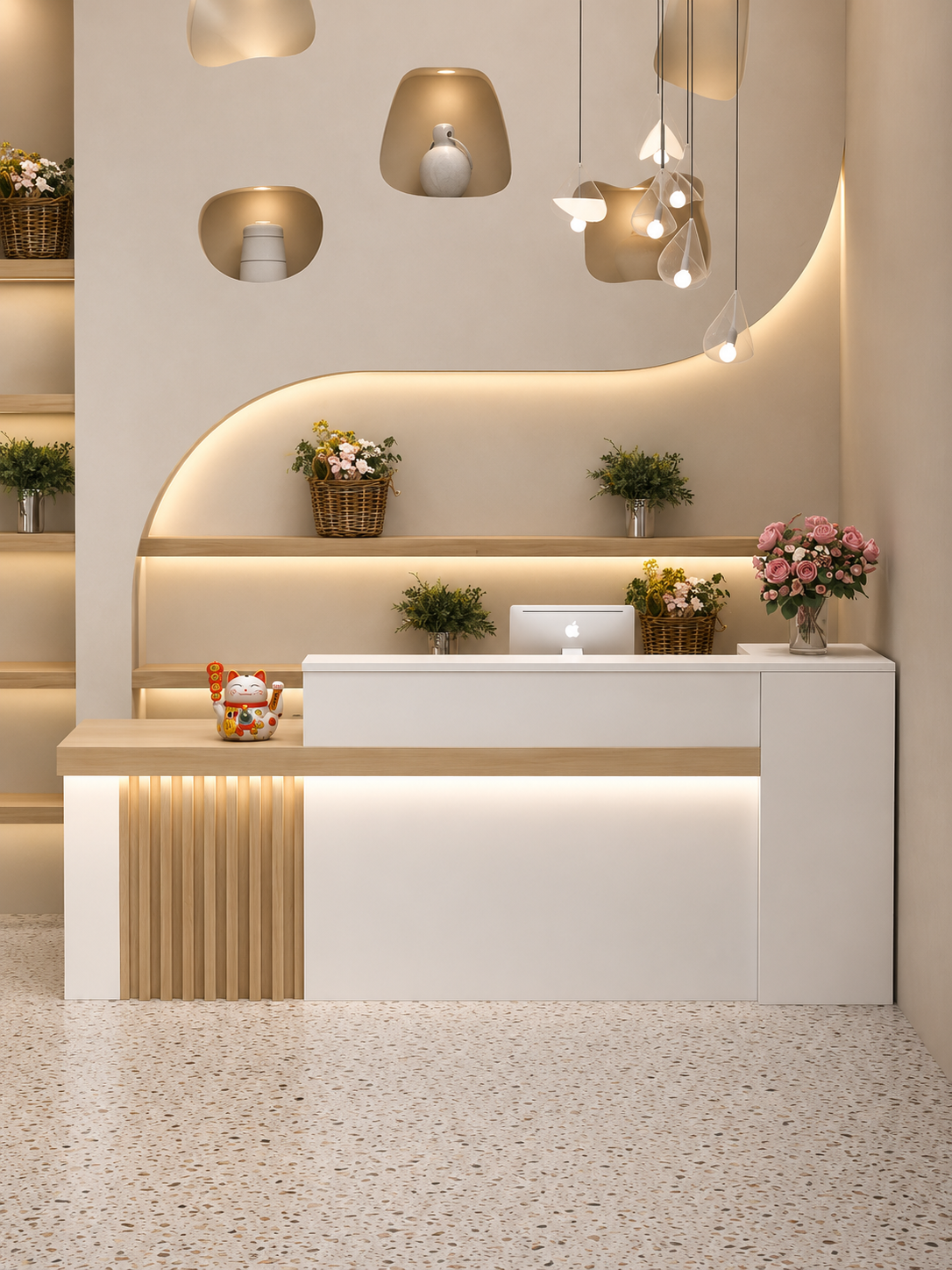 Stylish Modern Reception Desk with LED