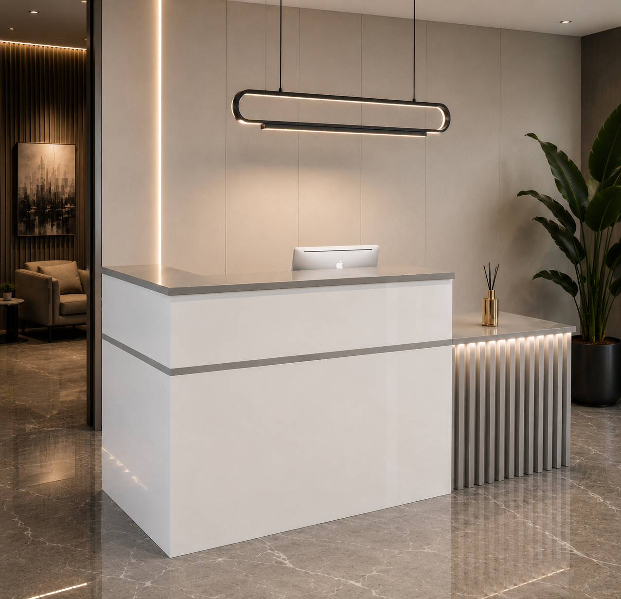 Stylish Customizable L shape Reception Desk