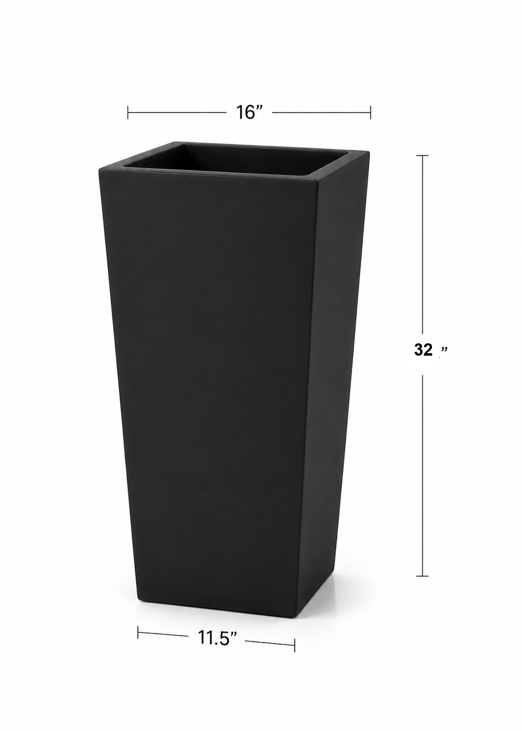 Waterproof Tall Handmade Matte Black Outdoor Planter