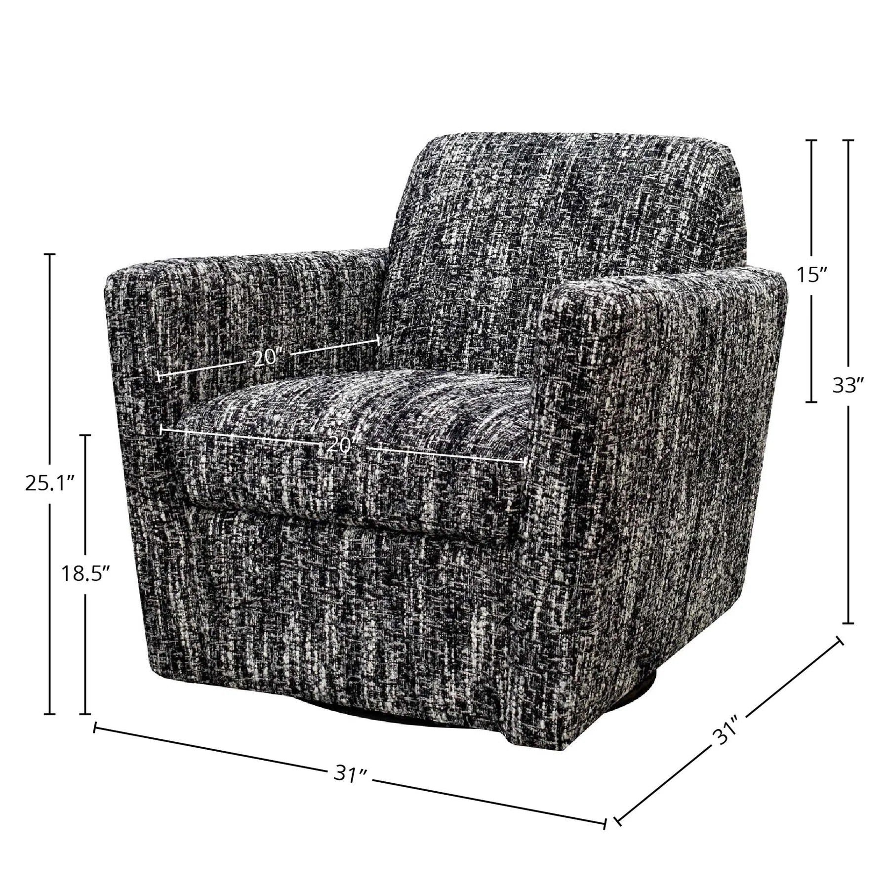 Cooper Swivel Club Chair - Chanel Black