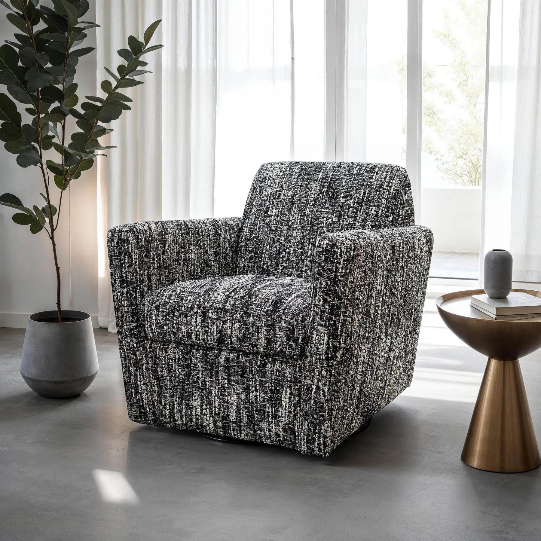 Cooper Swivel Club Chair - Chanel Black