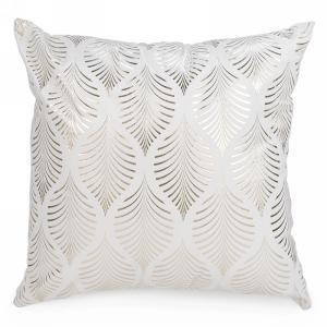 White cushion with gold foliage