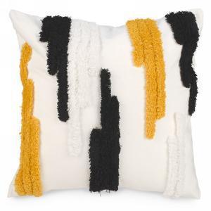 Cushion - black & yellow tufted motif