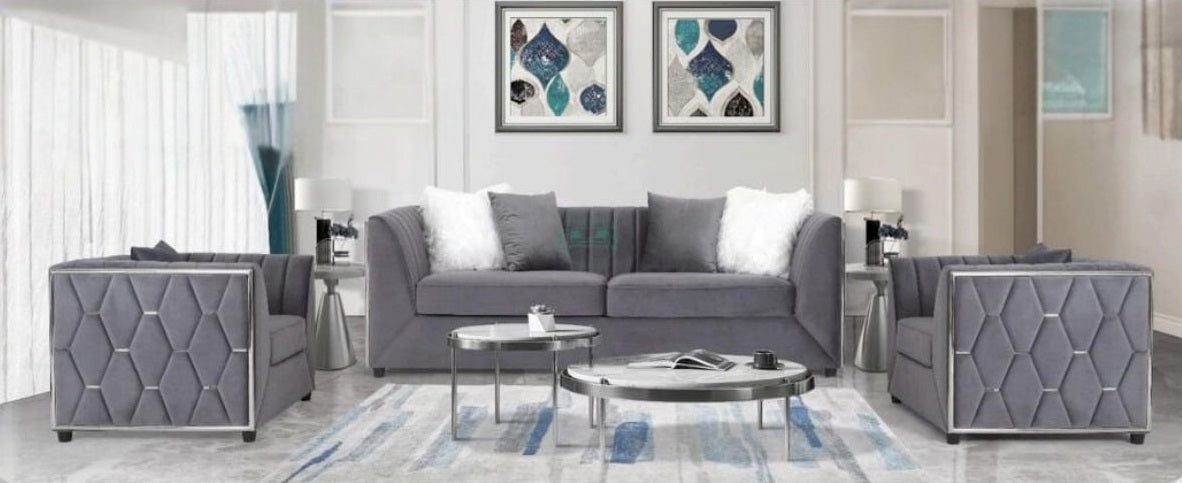 Megan Modern Velvet Sofa Set
