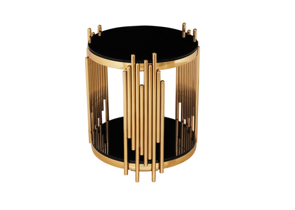FINITO Glass top Brass Side Table