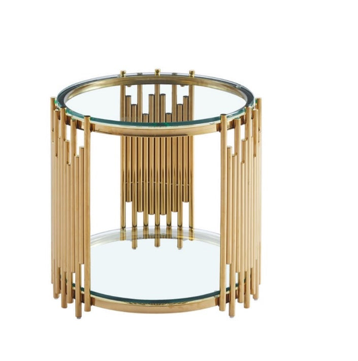 FINITO Glass top Brass Side Table
