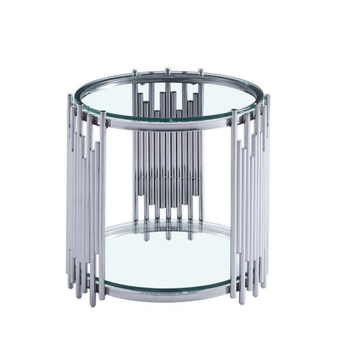 FINITO Glass top Brass Side Table