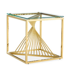 PLINTH Glass top Brass Side Table