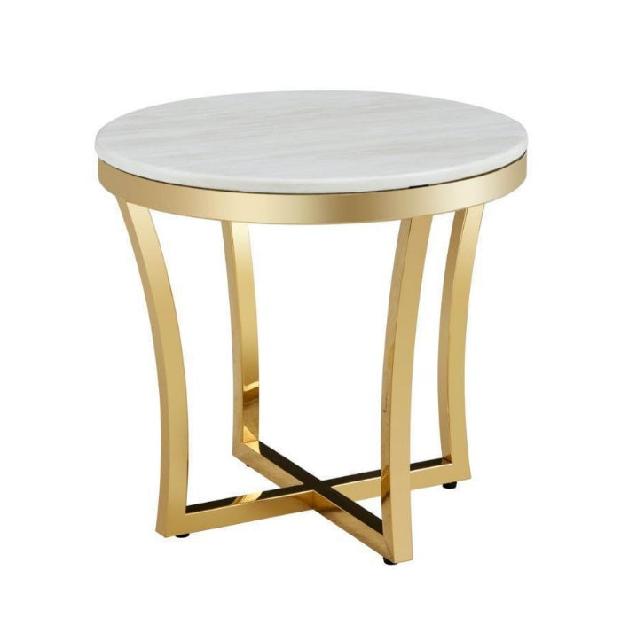 ELEXIS Marble top Brass Side Table