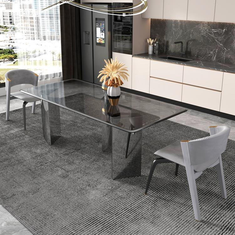 Stainless Steel Glass Top Modern Dining Table