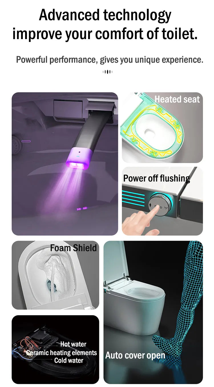 Smart LED Luxury Wallmount Bidet Toilet