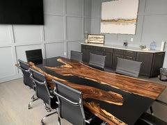 Solid Wood Epoxy Meeting Table Set