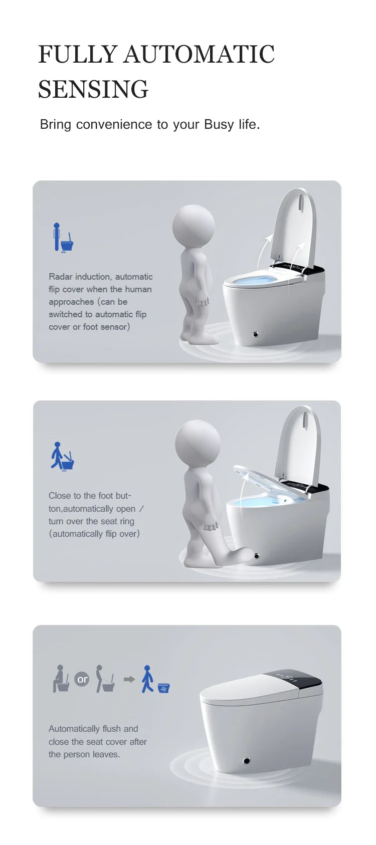 Black Elongated Tankless Smart LED Luxury Bidet Toilet