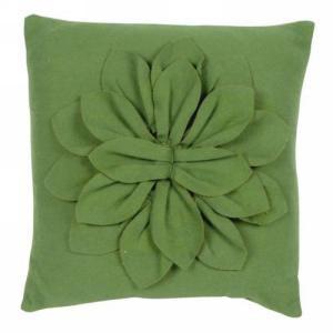 Green cushion with 3D flower