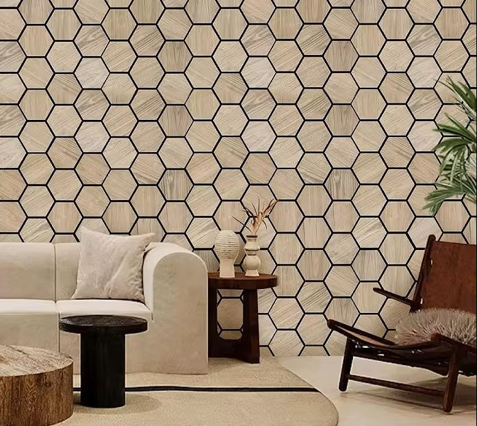 HIVE Hexagon Wood Veneer 3D Acoustic Wall Panel