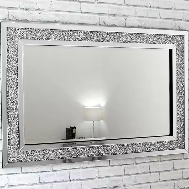 Modern Crushed Diamond Rectangular Decorative Mirror