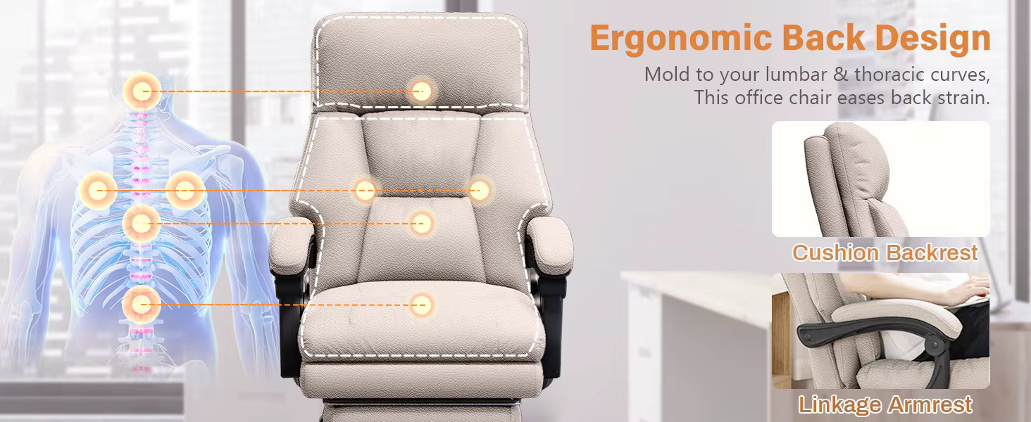 ELAN White Leather Office Chair