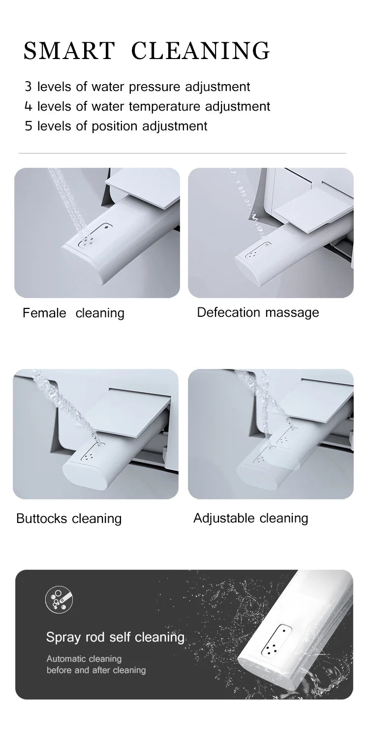Black Elongated Tankless Smart LED Luxury Bidet Toilet