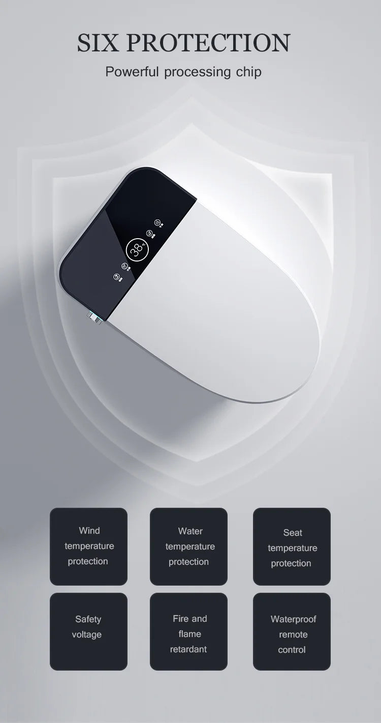 Black Elongated Tankless Smart LED Luxury Bidet Toilet