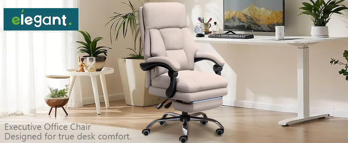 ELAN White Leather Office Chair