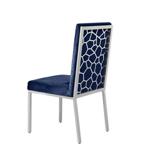 HoneyComb Stainless Steel Velvet Dining Chair