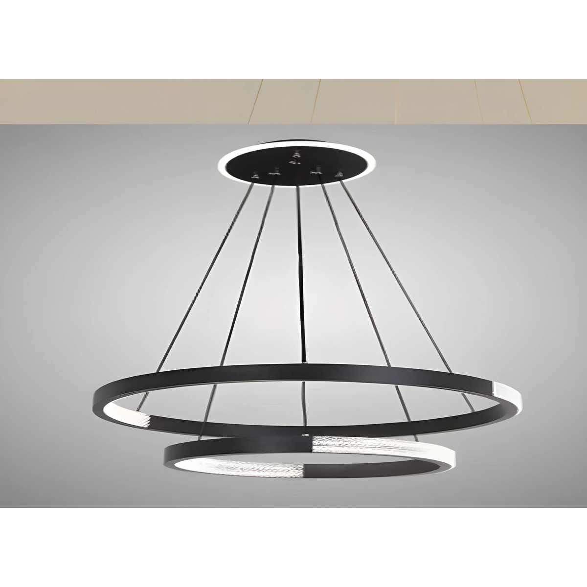 YingYang Modern Luxury Black 2 Ring LED Pendant Light