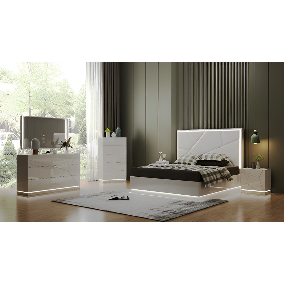 Coterie Lift-top mirrored LED Bed Set