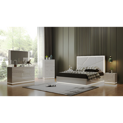 Coterie Lift-top mirrored LED Bed Set