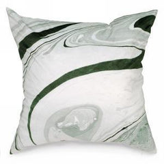 Green & white suedette cushion