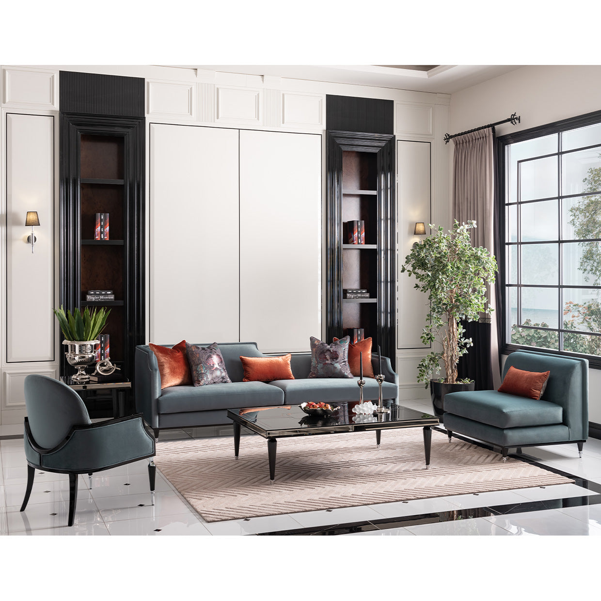 La Francaise Mansion Sofa Azure Black