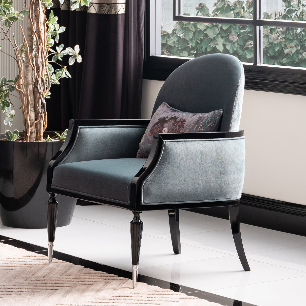 La Francaise Accent Chair Azure Black