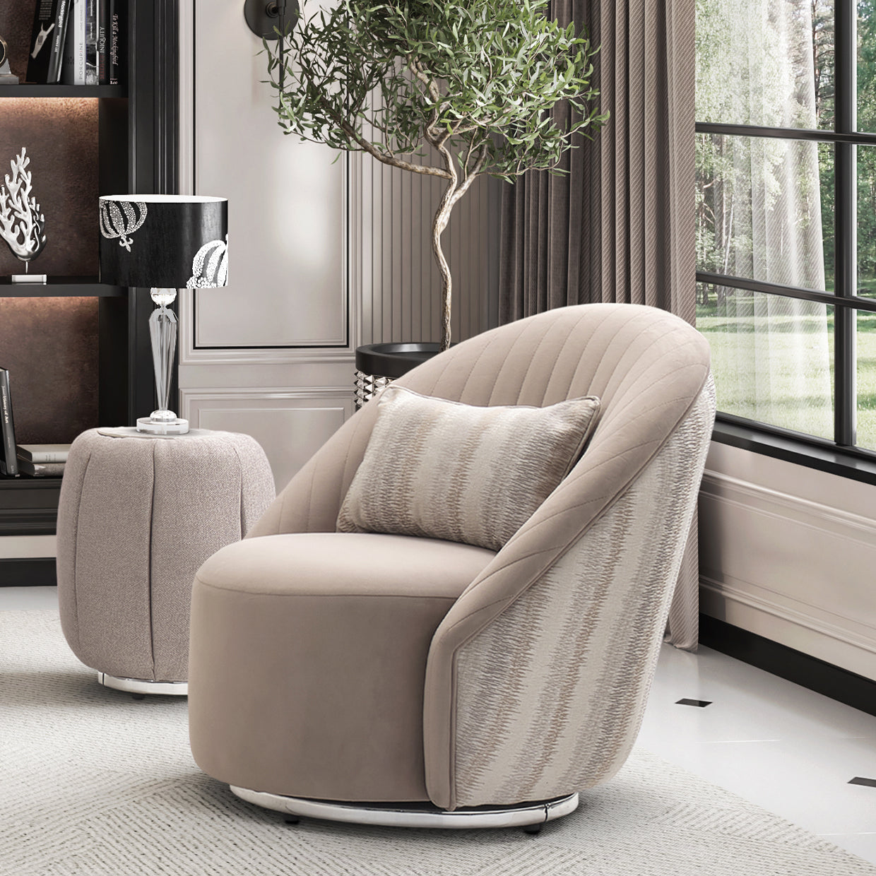 Lucca Swivel Chair Silver