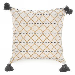 Yellow & grey motif cushion