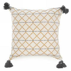 Yellow & grey motif cushion