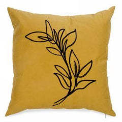 Yellow cushion with black foliage
