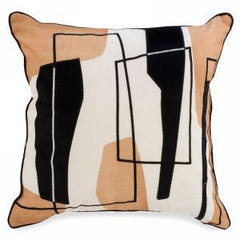 Black velvet geo cushion